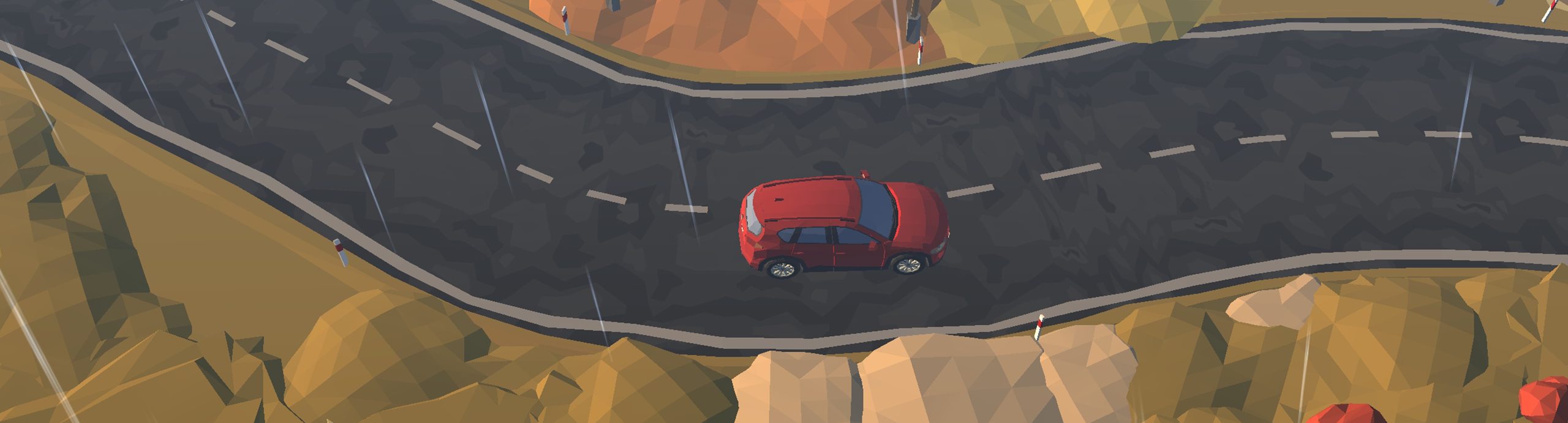 Samochód jadący ze zbyt dużą prędkością na mokrej nawierzchni.