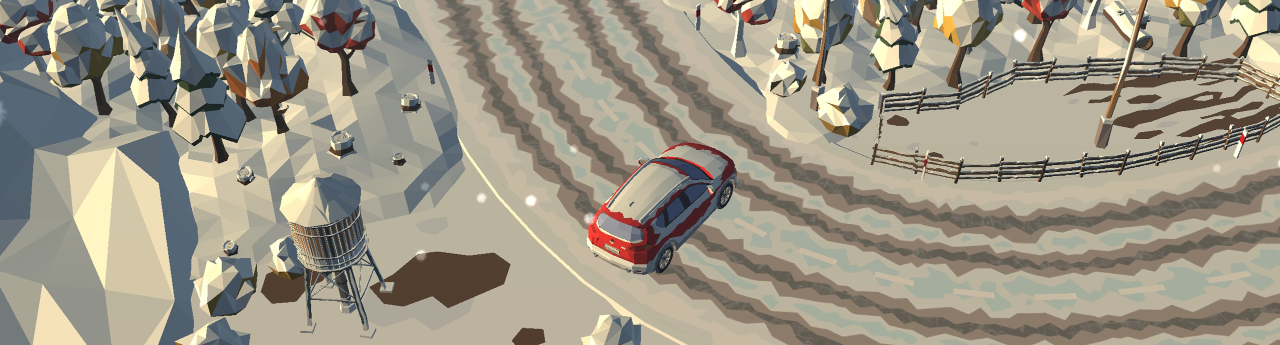 Samochód, który wpadł w poślizg, ponieważ jechał po oblodzonej nawierzchni ze zbyt dużą prędkością.