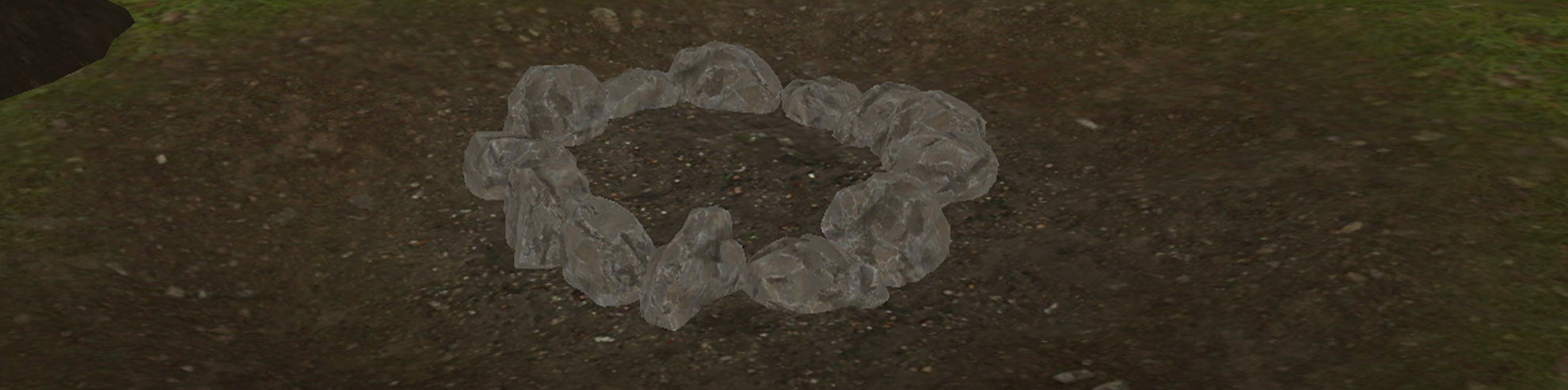 Wydzielone przez okrąg kamieni miejsce do przygotowania ogniska.