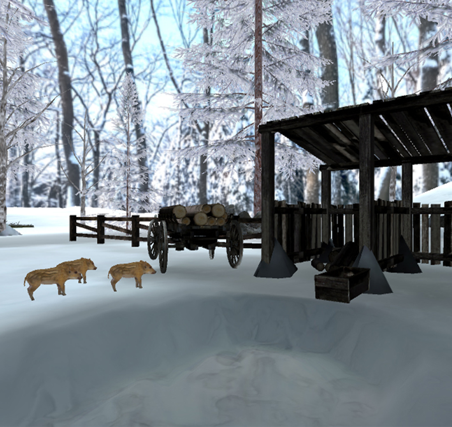 Stadko warchlak&oacute;w przy altance.