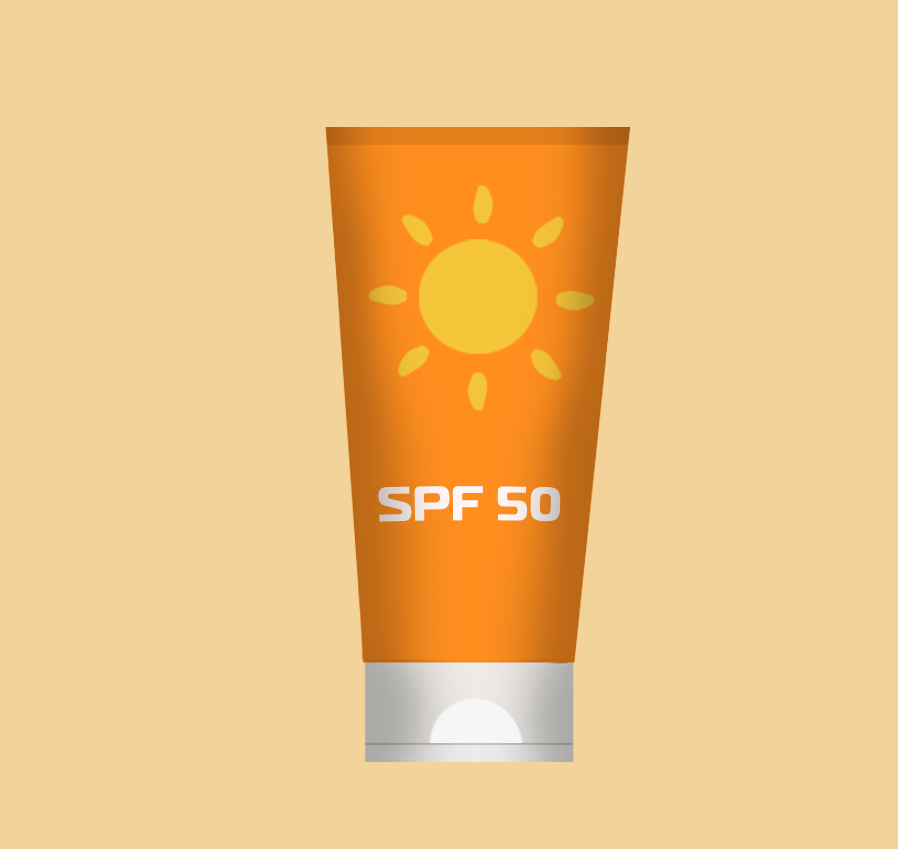 Obrazek z narysowanym kremem z filtrem SPF 50.