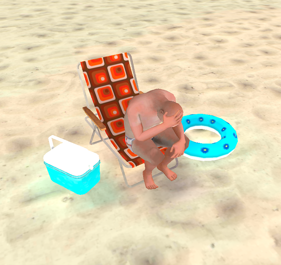 Mężczyzna trzymający się z b&oacute;lu za głowę, wywołanym nadmierną ekspozycją na słońce.