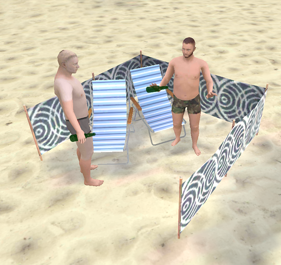 Mężczyźni spożywający alkohol na plaży i łamiący w ten spos&oacute;b przepisy.