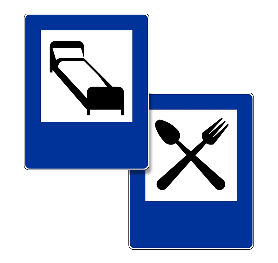 Obrazki wskazujące Miejsce Obsługi Podr&oacute;żnych.