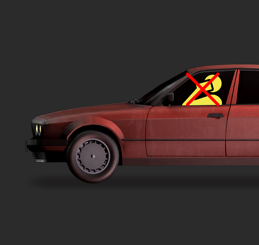 Obrazek z przekreśloną osobą, kt&oacute;ra prowadzi samoch&oacute;d i rozmawia przez telefon.