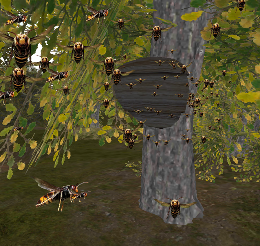 R&oacute;j pszcz&oacute;ł wylatujących z ulu.