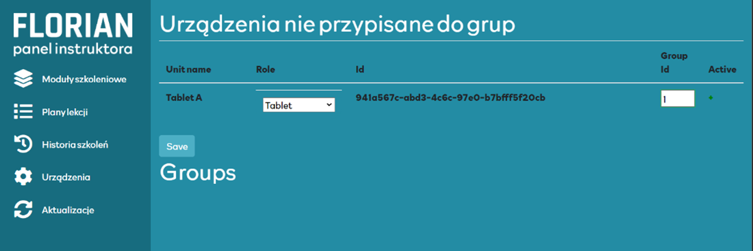 Przykładowy zrzut ekranu z&nbsp;konfiguracji pierwszego tabletu